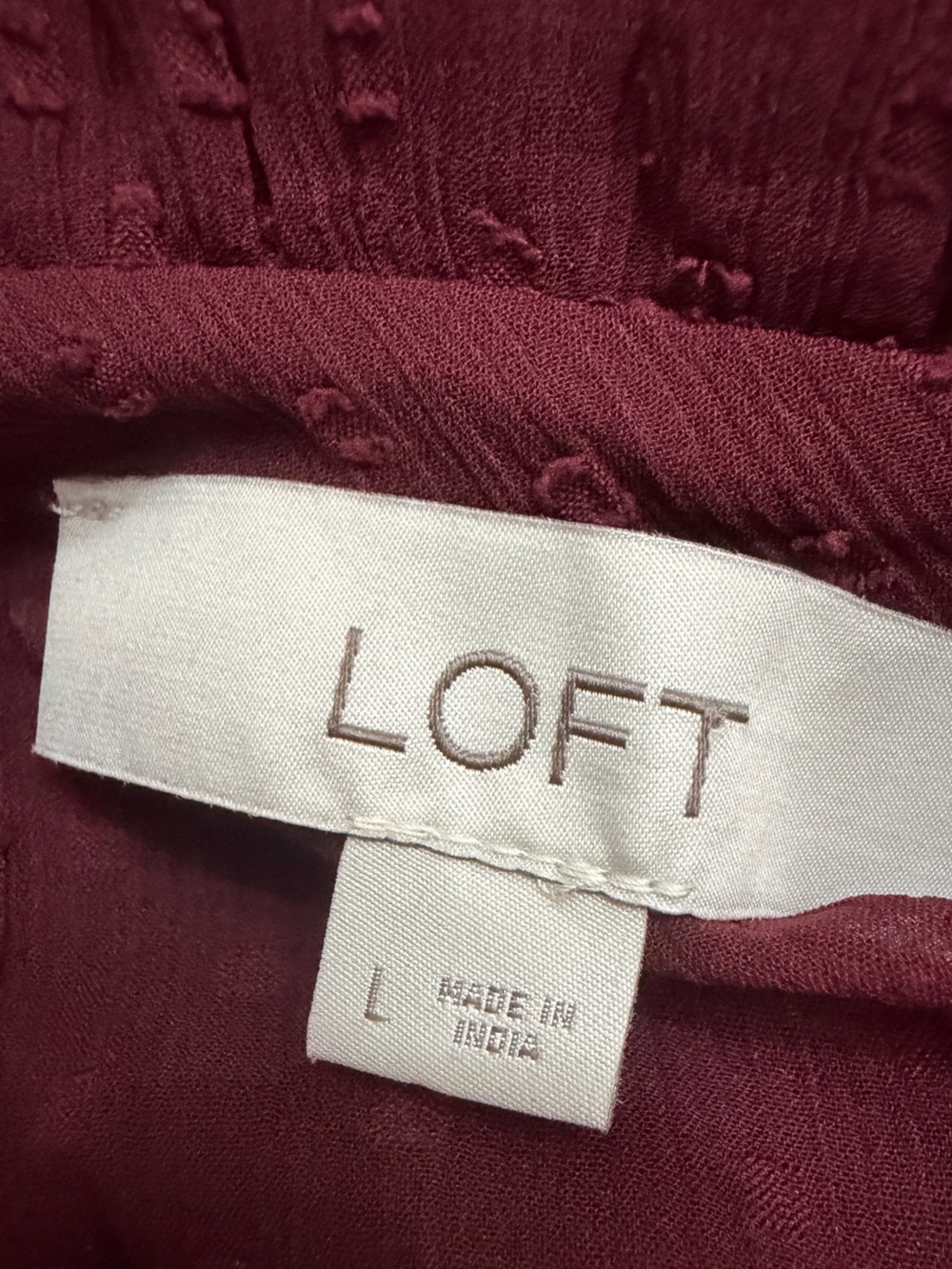 LOFT Burgundy Smocked High-Neck Blouse - Picture 11 of 11